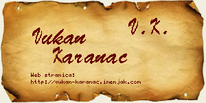 Vukan Karanac vizit kartica